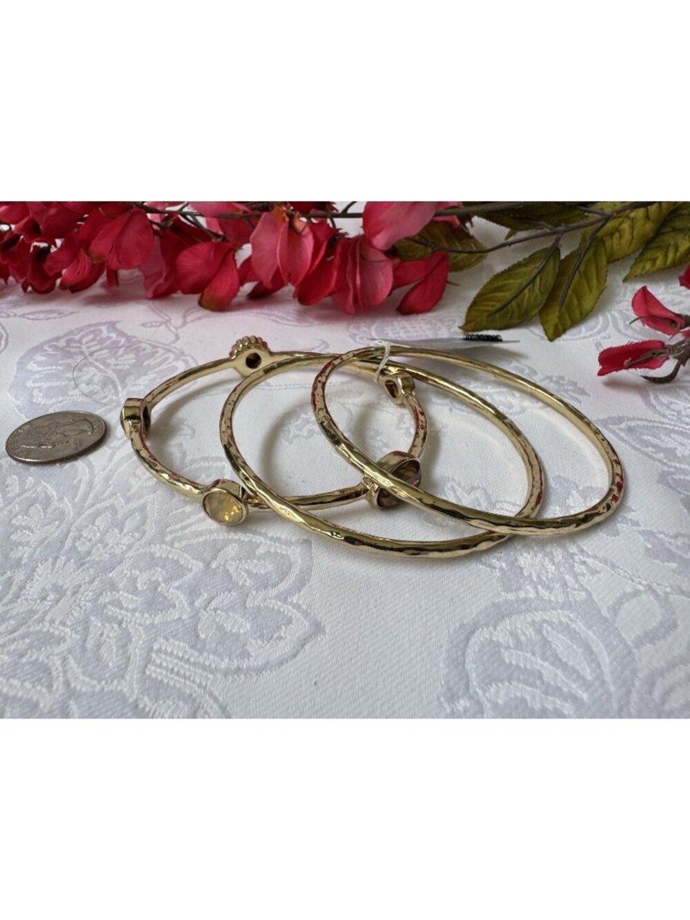 Lydelle NYC 3 PC Bracelet Gold Tone Thin Bangle Stackable SET NEW